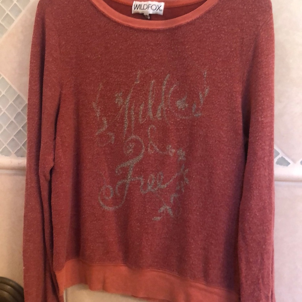Wild and Free Wildfox Sweater, Size Small, Burgundy Red